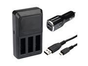 Compact Rapid USB Triple Charger for GOPRO ADHBT 401 Battery f HERO Camera