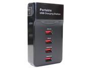Protable 4-Port 5V/2.1A USB Digital Charging Station For Mobile/Tablet PC/Digital Camera-Black