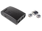 Raspberry Pi Model B Enclosure Kit w Black Case Aluminum Heatsinks