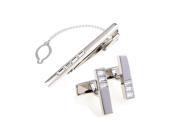 Charming White Rectangle Crystal Tie Clip Shape Cufflilnks and Tie Clip Set