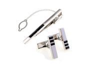 Charming Black Rectangle Crystal Tie Clip Shape Cufflilnks and Tie Clip Set