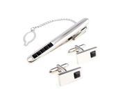 Fashion Black Crystal Rectangle Cufflilnks and Tie Clip Set