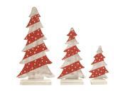 Set Of 3 Wooden Carved Adorable Christmas Trees