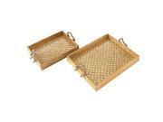 Wd Mosac Gd Rope Tray Set Of 2 18 Inches 22 Inches Width