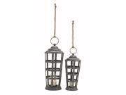 Mtl Gls Cndl Lantern Set Of 2 18 Inches 22 Inches Height