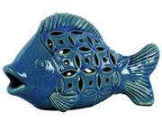 Ceramic Fish Figurine With Cutout Sides Gloss Finish Turquoise