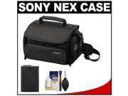 Sony LCS-U20 Medium Carrying Case for Handycam, Cyber-Shot, NEX Digital Camera (Black) with NP-FW50 Battery + Cleaning Kit