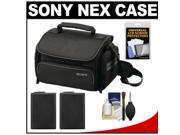 Sony LCS-U20 Medium Carrying Case for Handycam, Cyber-Shot, NEX Digital Camera (Black) with 2 NP-FW50 Batteries + Accessory Kit