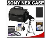 Sony LCS-U20 Medium Carrying Case for Handycam, Cyber-Shot, NEX Digital Camera (Black) with NP-FW50 Battery + 3 UV/FLD/PL Filters + Tripod + Accessory Kit