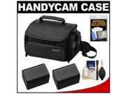 Sony LCS-U20 Medium Carrying Case for Handycam, Cyber-Shot, NEX Digital Camera (Black) with 2 NP-FV70 Batteries + Accessory Kit