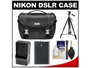 Nikon Deluxe Digital SLR Camera Case - Gadget Bag with EN-EL14 Battery + Charger + Tripod + Cleaning Kit