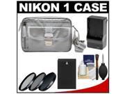 Nikon 1 Series Deluxe Digital Camera Case (Gray) with EN-EL20 Battery & Charger + 3 UV/CPL/ND8 Filters + Cleaning Kit