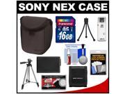 Sony LCS-BBF Soft Digital Camera Case for NEX Digital Cameras (Black) with NP-FW50 Battery + 16GB SD Card + Tripod + Accessory Kit