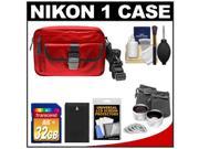 Nikon 1 Series Deluxe Digital Camera Case (Red) with 32GB Card + EN-EL20 Battery + Tele/Wide Lenses + Accessory Kit