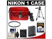 Nikon 1 Series Deluxe Digital Camera Case (Red) with EN-EL21 Battery + UV Filter + Tripod + Accessory Kit