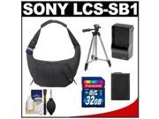 Sony LCS-SB1 Sling Case for Handycam, Cyber-Shot, NEX Digital Camera (Black) with 32GB Card + Battery & Charger + Tripod + Accessory Kit