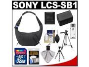 Sony LCS-SB1 Sling Case for Handycam, Cyber-Shot, NEX Digital Camera (Black) with 32GB Card + Battery + 2 Tripods + Accessory Kit