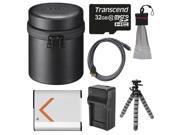 Sony LCS-BBL Carrying Case for DSC-QX100 Camera (Black) with 32GB Card + Battery & Charger + Flex Tripod + HDMI Cable