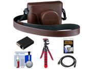 Fujifilm X100S Fitted Brown Leather Camera Case with Battery + Tripod & Accessory Kit