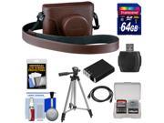Fujifilm X100S Fitted Brown Leather Camera Case with 64GB Card + Battery + Tripod & Accessory Kit