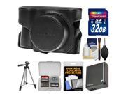 Panasonic DMW-CGK22 Fitted Leather Case for GX7 Micro Four Thirds Camera (Black) with 32GB Card + DMW-BLG10 Battery + Tripod Kit