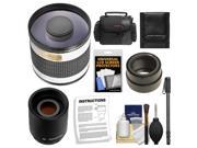 Rokinon 500mm f/6.3 Mirror Lens & 2x Teleconverter with Case + Monopod + Accessory Kit for Sony Alpha NEX Digital Cameras