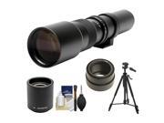 Rokinon 500mm f/8 Telephoto Lens & 2x Teleconverter with Tripod + Cleaning Kit for Sony Alpha NEX Digital Cameras