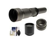 Rokinon 650-1300mm f/8-16 Telephoto Lens (Black) & 2x Teleconverter with Cleaning Kit for Sony Alpha NEX Digital Cameras