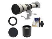 Rokinon 650-1300mm f/8-16 Telephoto Lens (White) & 2x Teleconverter for Nikon Digital SLR Cameras