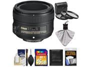 Nikon 50mm f/1.8G AF-S Nikkor Lens with 16GB SD Card + 3 UV/CPL/ND8 Filters + Accessory Kit