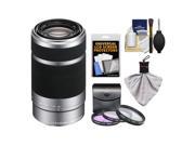 Sony Alpha E-Mount 55-210mm f/4.5-6.3 OSS Zoom Lens (Silver) with 3 UV/FLD/PL Filters + Cleaning Kit