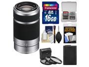 Sony Alpha E-Mount 55-210mm f/4.5-6.3 OSS Zoom Lens (Silver) with 16GB Card + NP-FW50 Battery + 3 UV/FLD/PL Filters + Accessory Kit