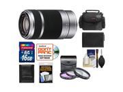 Sony Alpha E-Mount 55-210mm f/4.5-6.3 OSS Zoom Lens (Silver) with 32GB Card + NP-FW50 Battery + 3 UV/FLD/PL Filters + Case + Accessory Kit