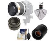 Samyang 500mm f/6.3 Mirror Lens (White) & 2x Teleconverter with Cleaning Kit for Sony Alpha NEX Digital Cameras