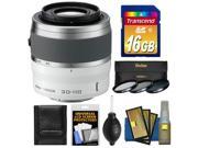 Nikon 1 30-110mm f/3.8-5.6 VR Nikkor Lens (White) with 16GB Card + 3 UV/CPL/ND8 Filters + Cleaning & Accessory Kit