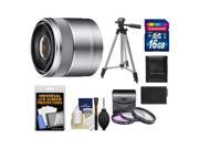 Sony Alpha E-Mount E 30mm f/3.5 Macro Lens with 16GB Card + NP-FW50 Battery + 3 UV/FLD/PL Filters + Tripod + Cleaning Kit