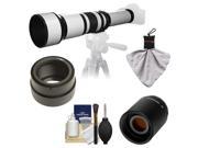 Samyang 650-1300mm f/8-16 Telephoto Lens (White) & 2x Teleconverter with Cleaning Kit for Sony Alpha NEX Digital Cameras