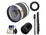 Rokinon 500mm f/6.3 Mirror Lens & 2x Teleconverter with Monopod + Accessory Kit for Nikon 1 J1 J2 V1 Digital Cameras