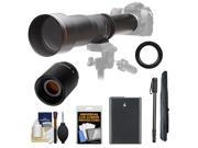 Vivitar 650-1300mm f/8-16 Telephoto Lens (Black) (T Mount) with 2x Teleconverter (=2600mm) + EN-EL14 Battery + Monopod + Accessory Kit