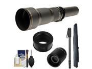 Rokinon 650-1300mm f/8-16 Telephoto Lens (Black) & 2x Teleconverter with Monopod + Accessory Kit for Samsung NX Digital Cameras
