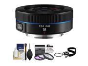 Samsung 16mm f/2.4 NX Ultra Wide Pancake Lens (Black) with 3 UV/FLD/CPL Filters + Accessory Kit