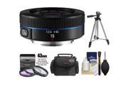 Samsung 16mm f/2.4 NX Ultra Wide Pancake Lens (Black) with Case + Tripod + Accessory Kit