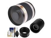 Samyang 500mm f/6.3 Mirror Lens (White) & 2x Teleconverter with Cleaning Kit for Samsung NX Digital Cameras