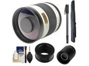 Samyang 500mm f/6.3 Mirror Lens (White) & 2x Teleconverter with Monopod + Accessory Kit for Samsung NX Digital Cameras