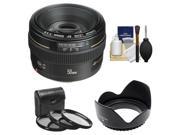 Canon EF 50mm f/1.4 USM Lens with 3 UV/CPL/ND8 Filters + Hood + Cleaning Kit