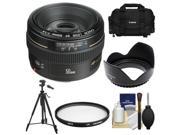 Canon EF 50mm f/1.4 USM Lens with Canon 2400 Case + Hoya UV Filter + Hood + Tripod + Cleaning Kit