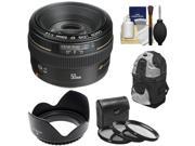 Canon EF 50mm f/1.4 USM Lens with Backpack + 3 UV/CPL/ND8 Filters + Hood + Cleaning Kit