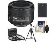 Nikon 50mm f/1.8G AF-S Nikkor Lens with EN-EL14 Battery + 3 UV/CPL/ND8 Filters + Tripod + Cleaning Kit