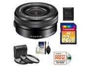 Sony Alpha E-Mount 16-50mm f/3.5-5.6 OSS PZ Zoom Lens with 32GB Card + Case + 3 (UV/CPL/ND8) Filters + Accessory Kit