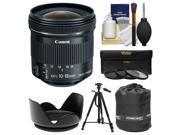 Canon EF-S 10-18mm f/4.5-5.6 IS STM Zoom Lens with Tripod + Hood + 3 UV/CPL/ND8 Filters + Pouch + Kit